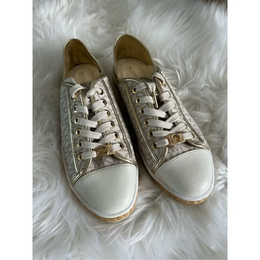 MICHAEL KORS Women's MK Signature Kristy Espadrille Flat Sneakers US Size 7M whi